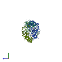 PDB entry 1njj coloured by chain, side view.