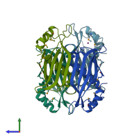 PDB entry 1njk coloured by chain, side view.