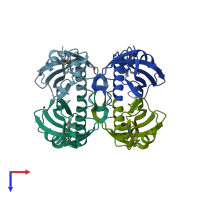PDB entry 1njk coloured by chain, top view.