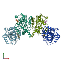 PDB entry 1njt coloured by chain, front view.