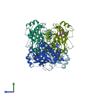 PDB entry 1njt coloured by chain, side view.