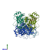 PDB entry 1nju coloured by chain, side view.