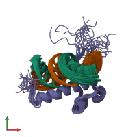 PDB entry 1nk2 coloured by chain, ensemble of 20 models, front view.