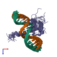 PDB entry 1nk2 coloured by chain, ensemble of 20 models, top view.