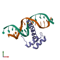 PDB entry 1nk3 coloured by chain, front view.