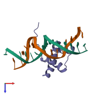 PDB entry 1nk3 coloured by chain, top view.