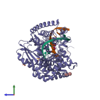PDB entry 1nk6 coloured by chain, side view.