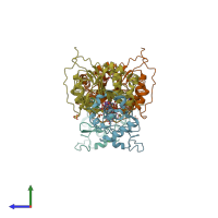 PDB entry 1nkh coloured by chain, side view.