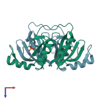 PDB entry 1nki coloured by chain, top view.