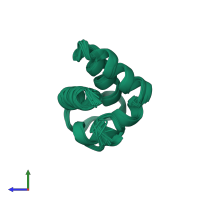 PDB entry 1nkl coloured by chain, ensemble of 20 models, side view.
