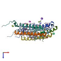 PDB entry 1nkz coloured by chain, top view.