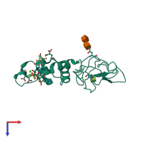 PDB entry 1nl1 coloured by chain, top view.