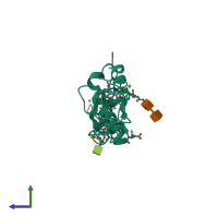 PDB entry 1nl2 coloured by chain, side view.