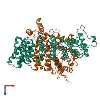 PDB entry 1nl4 coloured by chain, top view.