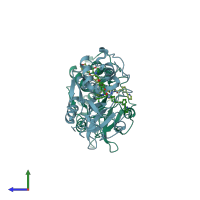 PDB entry 1nl6 coloured by chain, side view.