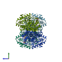 PDB entry 1nl7 coloured by chain, side view.