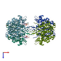 PDB entry 1nl7 coloured by chain, top view.