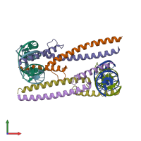 PDB entry 1nlw coloured by chain, front view.