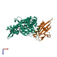 PDB entry 1nm1 coloured by chain, top view.