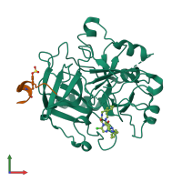 PDB entry 1nm6 coloured by chain, front view.