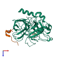 PDB entry 1nm6 coloured by chain, top view.