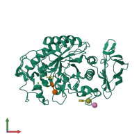 PDB entry 1nm9 coloured by chain, front view.
