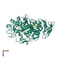 PDB entry 1nm9 coloured by chain, top view.