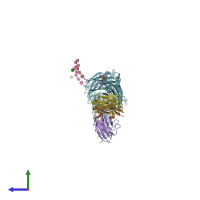 PDB entry 1nmc coloured by chain, side view.