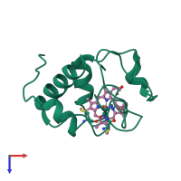 PDB entry 1nmi coloured by chain, top view.