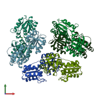 PDB entry 1nmp coloured by chain, front view.