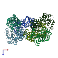 PDB entry 1nmp coloured by chain, top view.
