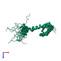 PDB entry 1nmr coloured by chain, ensemble of 20 models, top view.