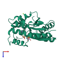 PDB entry 1nn3 coloured by chain, top view.