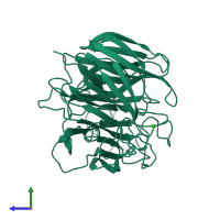 PDB entry 1nna coloured by chain, side view.