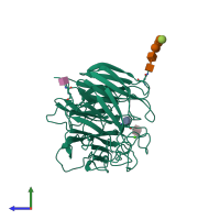 PDB entry 1nnc coloured by chain, side view.