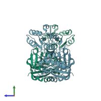 PDB entry 1nns coloured by chain, side view.