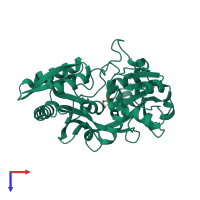 PDB entry 1nnt coloured by chain, top view.