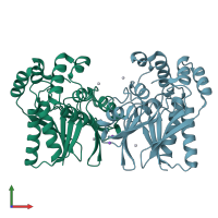 PDB entry 1nnw coloured by chain, front view.
