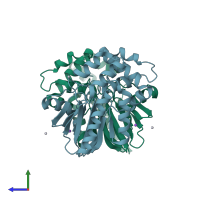 PDB entry 1nnw coloured by chain, side view.