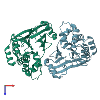 PDB entry 1nnw coloured by chain, top view.