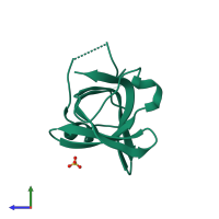 PDB entry 1nnx coloured by chain, side view.
