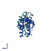 PDB entry 1no1 coloured by chain, side view.