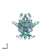 PDB entry 1nod coloured by chain, side view.