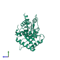 PDB entry 1nom coloured by chain, side view.