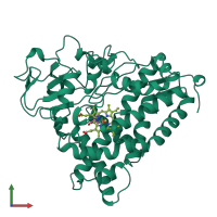 PDB entry 1noo coloured by chain, front view.