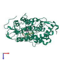PDB entry 1noo coloured by chain, top view.