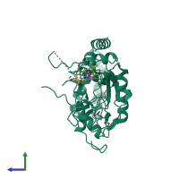 PDB entry 1nos coloured by chain, side view.