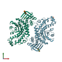 PDB entry 1nou coloured by chain, front view.