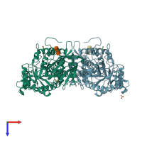 PDB entry 1nou coloured by chain, top view.