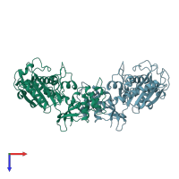 PDB entry 1noz coloured by chain, top view.